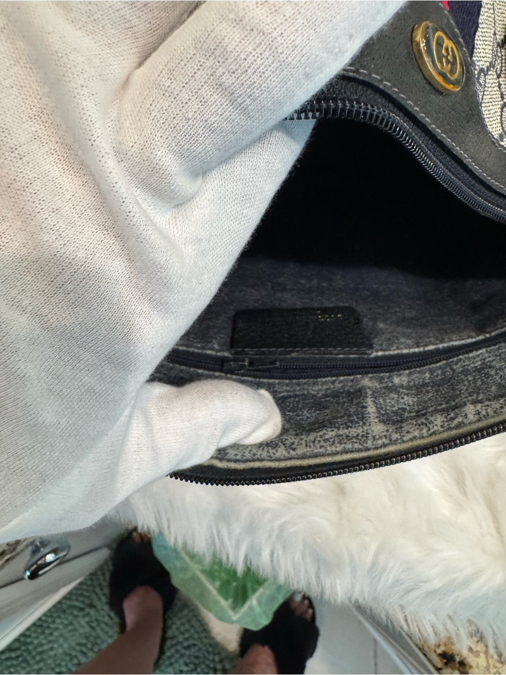 Gucci Blue and Red GG Supreme Satchel with Top Handles - Picture 9 of 15